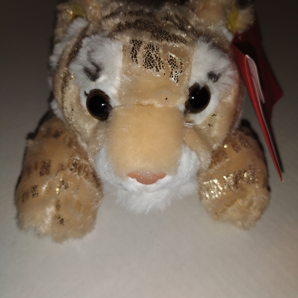 FAO SCHWARZ "Adopt A Pet" GOLD EDITION, Plush Lying Tiger 15" $52 - Picture 4 of 6